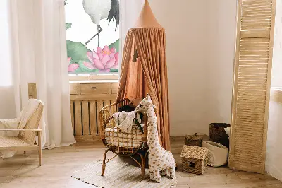 Fensterrollo mit dem Motiv Kraniche in den Lilien
