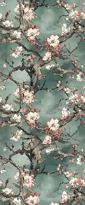 Rollo Fenster mit Motiv Blumen am Baum