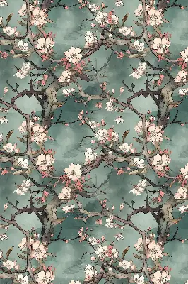 Rollo Fenster mit Motiv Blumen am Baum