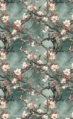 Rollo Fenster mit Motiv Blumen am Baum