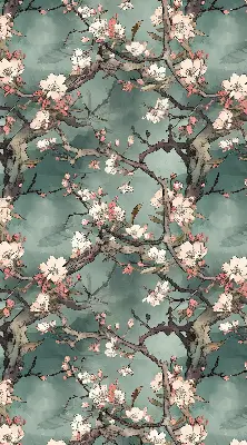 Rollo Fenster mit Motiv Blumen am Baum
