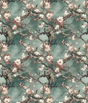 Rollo Fenster mit Motiv Blumen am Baum