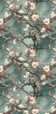 Rollo Fenster mit Motiv Blumen am Baum
