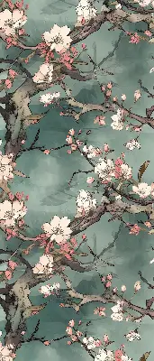 Rollo Fenster mit Motiv Blumen am Baum