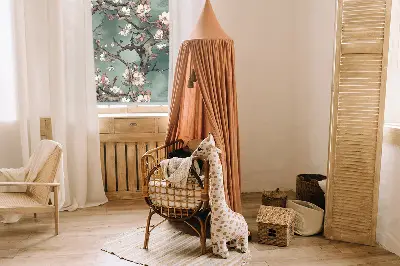 Rollo Fenster mit Motiv Blumen am Baum