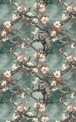 Rollo Fenster mit Motiv Blumen am Baum