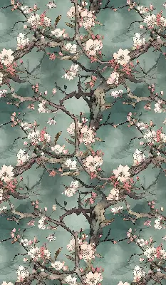 Rollo Fenster mit Motiv Blumen am Baum