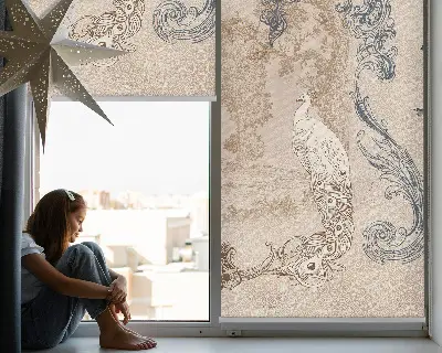 Fensterrollo mit Vintage-Vögel Motiv