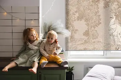 Fensterrollo mit Vintage-Vögel Motiv