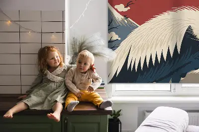 Fensterrollo für den Innenbereich mit Motivkran im Wasser