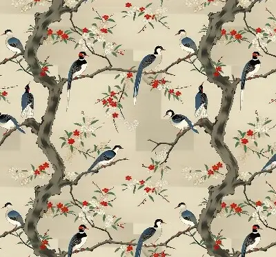 Rollo Fenster mit Motiv von Vögeln auf einem Baum