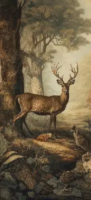 Fensterrollo mit Motiv von Tieren im Wald