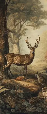 Fensterrollo mit Motiv von Tieren im Wald