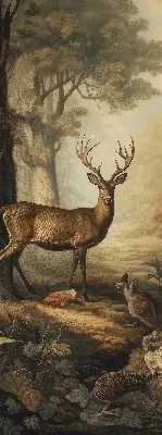 Fensterrollo mit Motiv von Tieren im Wald