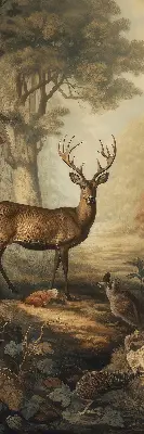 Fensterrollo mit Motiv von Tieren im Wald