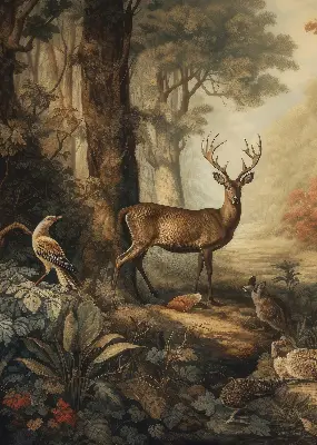 Fensterrollo mit Motiv von Tieren im Wald