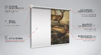 Fensterrollo mit Motiv von Tieren im Wald