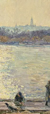 Fensterrollo mit dem Motiv Menschen auf dem Wasser