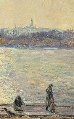 Fensterrollo mit dem Motiv Menschen auf dem Wasser