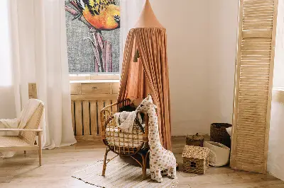 Fensterrollo mit Motiv von einem Vogel auf einem Ast