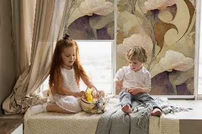 Fensterrollo mit Motiv blühender Rosen