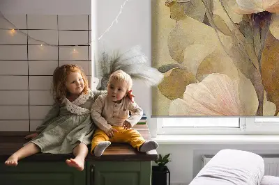 Fensterrollo mit Motiv blühender Rosen