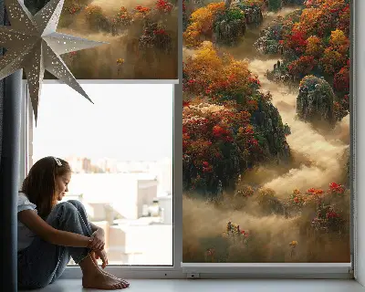 Fensterrollo für den Innenbereich mit dem Motiv Blick von oben