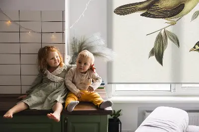 Rollo Fenster mit Motiv von Vögeln auf einem Baum