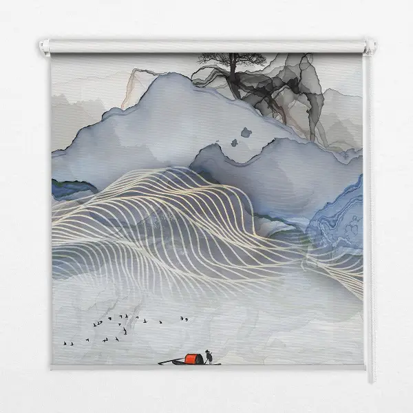 Fensterrollo mit Motiv verschwommene Berge
