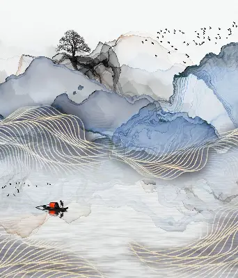 Fensterrollo mit Motiv verschwommene Berge