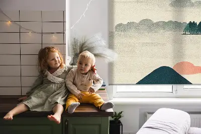 Fensterrollo für den Innenbereich mit dem Motiv bemalte Berge