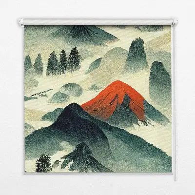Rollo Fenster mit Motiv Berge im Nebel