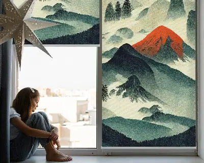Rollo Fenster mit Motiv Berge im Nebel