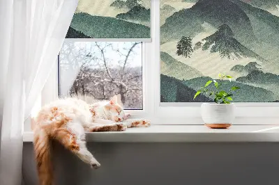 Rollo Fenster mit Motiv Berge im Nebel