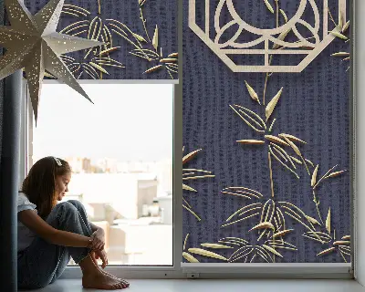 Fensterrollo für den Innenbereich mit dem Motiv Der See hinter den Blumen