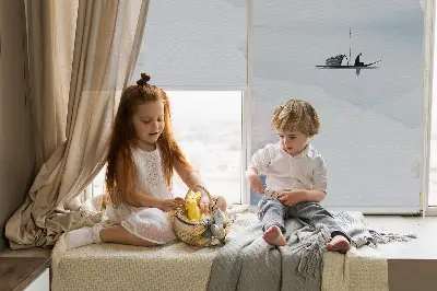 Rollo mit Motiv von einem Fischer auf einem Boot