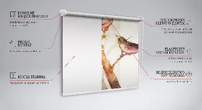 Rollo Fenster mit Motiv von Vögeln auf einem Baum mit Blüten