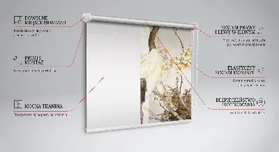 Fensterrollo für den Innenbereich mit Motiv eines Kranichs im Busch