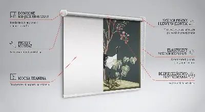 Fensterrollo mit Motiv von Vögeln am Rosenstrauch