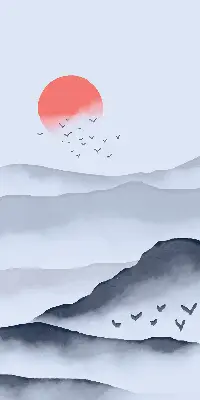 Fensterrollo mit Motiv Berge im Nebel für den Innenbereich