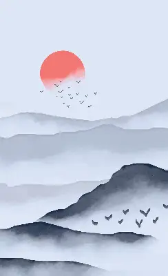 Fensterrollo mit Motiv Berge im Nebel für den Innenbereich