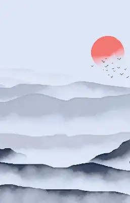 Fensterrollo mit Motiv Berge im Nebel für den Innenbereich