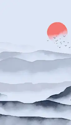 Fensterrollo mit Motiv Berge im Nebel für den Innenbereich