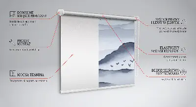 Fensterrollo mit Motiv Berge im Nebel für den Innenbereich