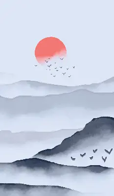 Fensterrollo mit Motiv Berge im Nebel für den Innenbereich
