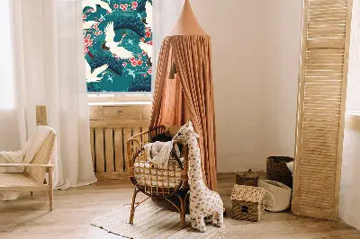 Fensterrollo für innen mit Motiv Ein Kranichschwarm