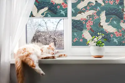 Fensterrollo für innen mit Motiv Ein Kranichschwarm