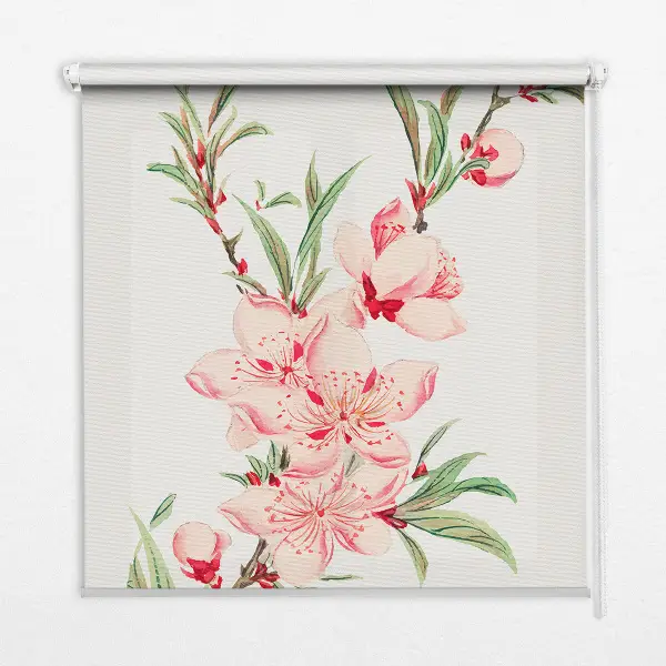 Fensterrollo mit Motiv einer rosa Blume