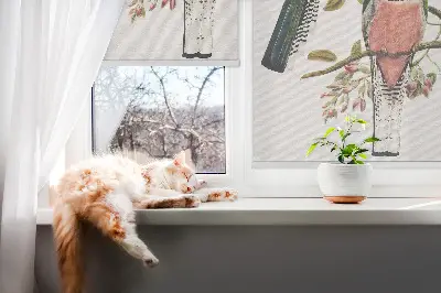 Fensterrollo mit Motiv Vögel auf den Zweigen