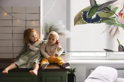 Rollo Fenster mit dem Motiv Vögel auf einer Blume
